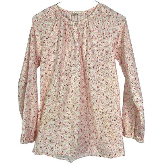 Lands' End Bird Print Tunic with tab sleeves, girls size 14, 100% cotton - Picture 1 of 10